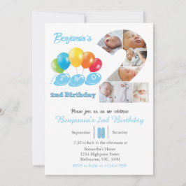 2e verjaardag foto collage nummer 2 Jongen Kaart