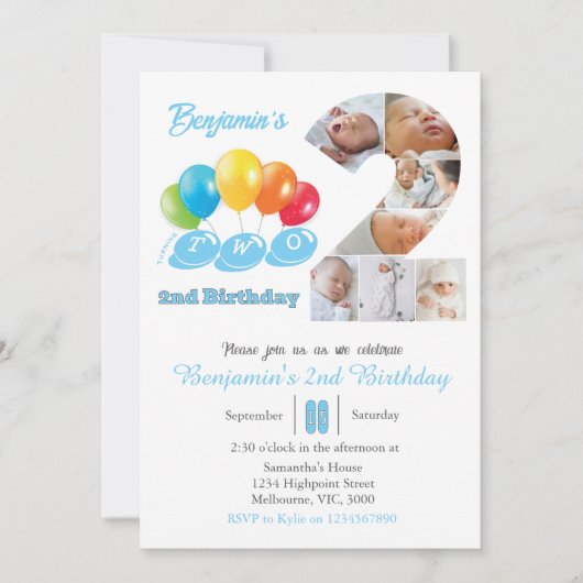 2e verjaardag foto collage nummer 2 Jongen Kaart (Voorkant)