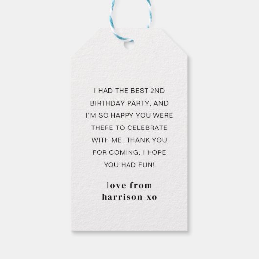 2e verjaardag foto - twee cadeaulabel (Achterkant)