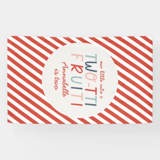 2e verjaardag fruit zomer kinderfeestje streep spandoek (Horizontaal)