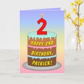 2e verjaardag — Fun Cake & Candle, met aangepaste Kaart (Gele Bloem)