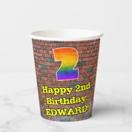 2e verjaardag: Fun Graffiti-geïnspireerde regenboo Papieren Bekers