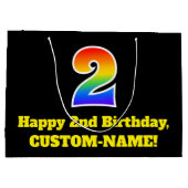 2e verjaardag ~ Fun, kleurrijk, levendig, regenboo Groot Cadeauzakje (Achterkant)