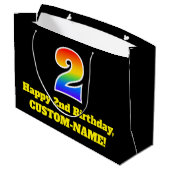 2e verjaardag ~ Fun, kleurrijk, levendig, regenboo Groot Cadeauzakje (Achterkant Gekanteld)