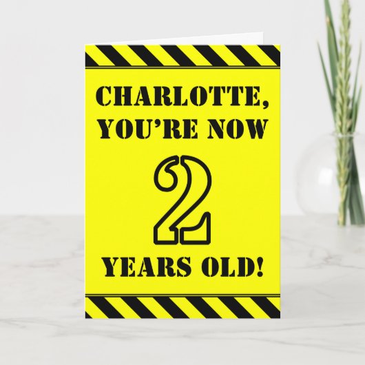 2e verjaardag: Fun Stencil Style Text, aangepaste  Kaart (Voorkant)