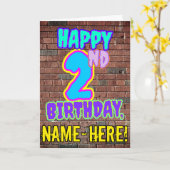 2e verjaardag - Fun, Urban Graffiti geïnspireerd K Kaart (Gele Bloem)