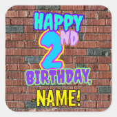 2e verjaardag - Fun, Urban Graffiti geïnspireerd K Vierkante Sticker (Voorkant)