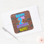 2e verjaardag - Fun, Urban Graffiti geïnspireerd K Vierkante Sticker (Envelop)