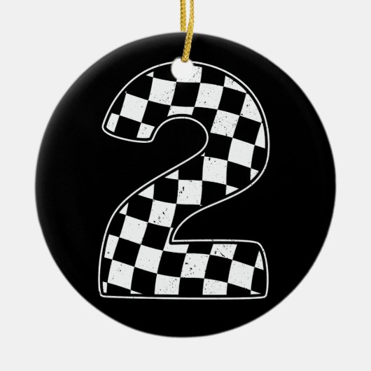 2e verjaardag geruite nummer 2 auto race vlag keramisch ornament (Voorkant)