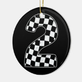 2e verjaardag geruite nummer 2 auto race vlag keramisch ornament (Links)