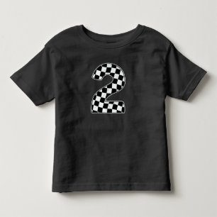 2e verjaardag geruite nummer 2 auto race vlag kinder shirts