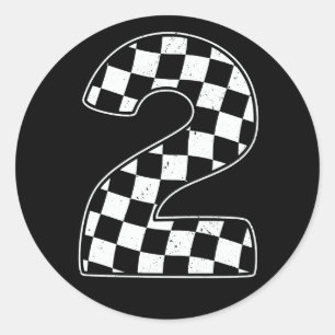 2e verjaardag geruite nummer 2 auto race vlag ronde sticker