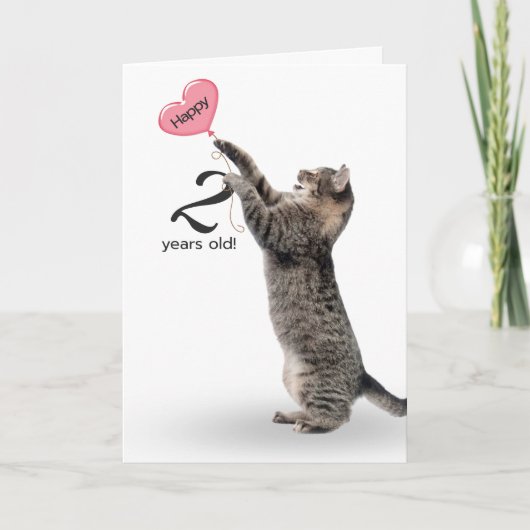 2e verjaardag gestreepte kat kaart (Voorkant)