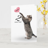 2e verjaardag gestreepte kat kaart (Gele Bloem)