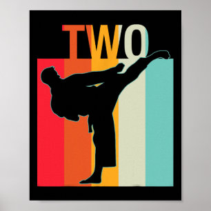 2e Verjaardag Gift Karate Retro Taekwondo Martial Poster