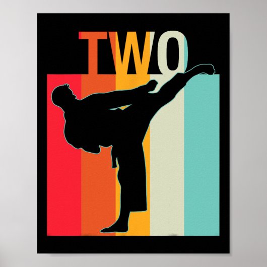 2e Verjaardag Gift Karate Retro Taekwondo Martial Poster (Voorkant)