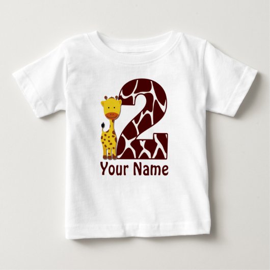 2e Verjaardag Giraffe Gepersonaliseerd Shirt (Voorkant)