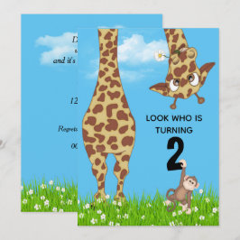 2e verjaardag Giraffe in gras Kaart