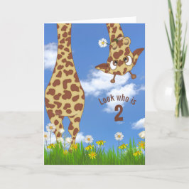 2e verjaardag giraffe in gras kaart