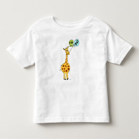2e verjaardag Giraffe met luchtballonnen Kinder Shirts (Voorkant)