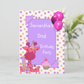 2e verjaardag Giraffe van Birthday Spots Cupcake B Kaart (Staand voorkant)