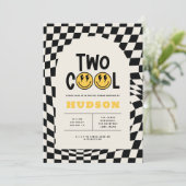 2e verjaardag glimlach gezicht retro zwart wit gro kaart (Staand voorkant)