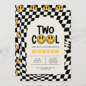 2e verjaardag glimlach gezicht retro zwart wit gro kaart (Voorkant / Achterkant)