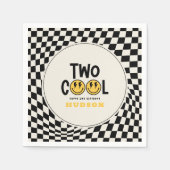 2e verjaardag glimlach gezicht retro zwart wit gro servet (Voorkant)