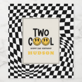 2e verjaardag glimlach gezicht retro zwart wit gro wijn etiket (Enkel label)