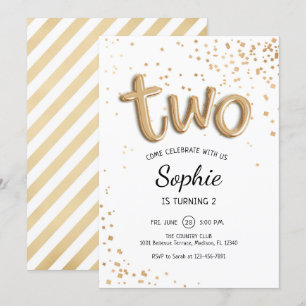 2e verjaardag - Gold White Kaart