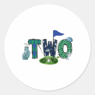 2e Verjaardag Golf Theme Party Golf Girl Boy Birth Ronde Sticker