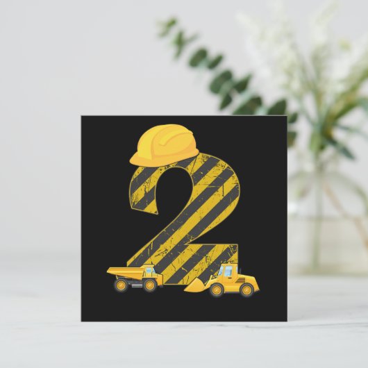 2e verjaardag Graver 2 jaar Bouwer Graafmachine Ca Kaart (Staand voorkant)