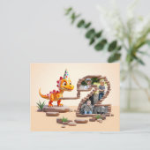 2e verjaardag grote aantal foto | Dragon Little Di Briefkaart (Staand voorkant)