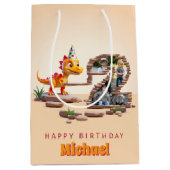 2e verjaardag grote aantal foto | Little Dino Drag Medium Cadeauzakje (Voorkant)