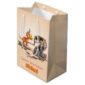 2e verjaardag grote aantal foto | Little Dino Drag Medium Cadeauzakje (Achterkant Gekanteld)