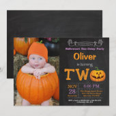 2e verjaardag Halloween Party Fotouitnodiging Kaart (Voorkant / Achterkant)