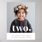 2e verjaardag hart foto welkom teken poster (Voorkant)