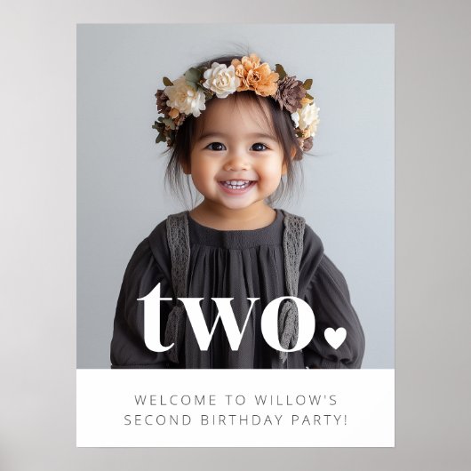 2e verjaardag hart foto welkom teken poster (Voorkant)