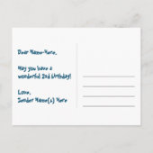 2e verjaardag: Hartjes patroon, Regenboog 2 Briefkaart (Achterkant)