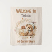 2e Verjaardag Herfst Beer Welkomstbord Tapijt Wandkleed (Voorkant)