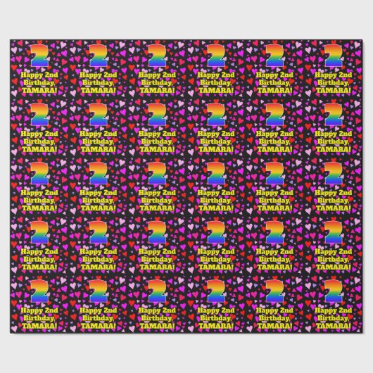 2e verjaardag: Het liefhebbende Kunstpatroon, Rege Cadeaupapier (Zoom)