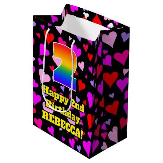 2e verjaardag: Het liefhebbende Kunstpatroon, Rege Medium Cadeauzakje (Voorkant Gekanteld)