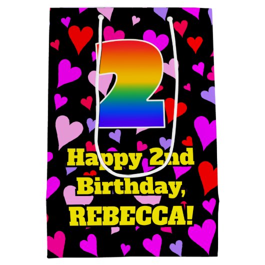 2e verjaardag: Het liefhebbende Kunstpatroon, Rege Medium Cadeauzakje (Achterkant)