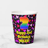 2e verjaardag: Het liefhebbende Kunstpatroon, Rege Papieren Bekers (Achterkant)