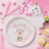 2e Verjaardag Hete Luchtballon Mint Roze Perzik Papieren Bordje (Feest)