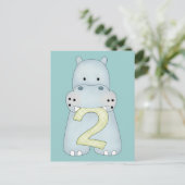 2e verjaardag Hippo Briefkaart (Staand voorkant)