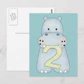 2e verjaardag Hippo Briefkaart (Voorkant / Achterkant)