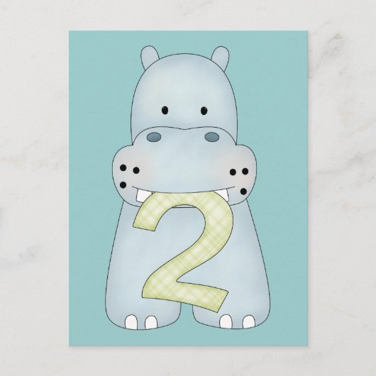 2e verjaardag Hippo Briefkaart (Voorkant)