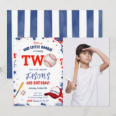 2E verjaardag honkbal foto uitnodiging (Voorkant / Achterkant)