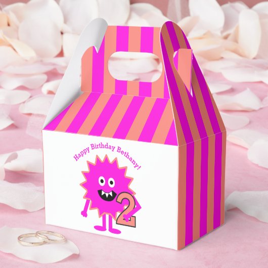 2e Verjaardag Hot Pink Monster Girl Schattige Fun  Bedankdoosjes (Huwelijk)